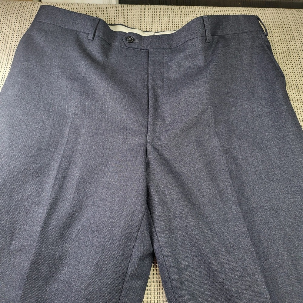 Jos. A. Bank 1905 Dress Pants Mens 43W 32L Blue Wool Blend Flat Front Trousers
